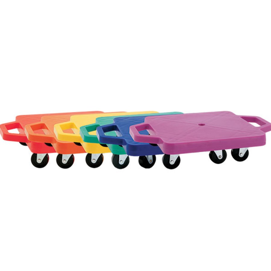 12" Heavy Duty Scooters With Handles - Set Of 6 Rainbow Set of 6