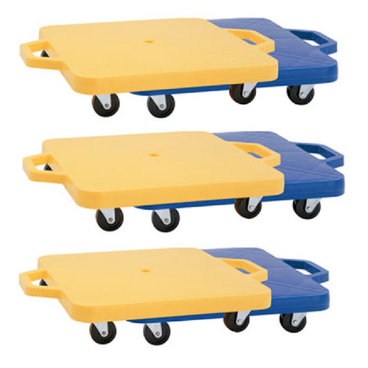 16" Heavy Duty Scooter With Handles - Set Of 6 3/Yellow, 3/Blue Set of 6