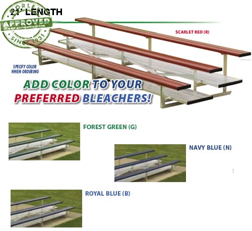 21' Long Powder Coated Preferred Aluminum Bleachers Forest Green / 2 Row
