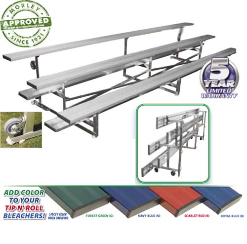 Powder Coated Tip-N-Roll Bleachers Forest Green / 7.5 Feet / 2 Row