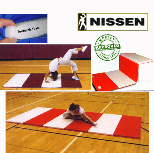 Nissen Envirosafe Folding Tumbling Mat 2 1/2" Thick With Velcro On Ends - 2' Folds Maple Green / 4' x 6' x 2 1/2"