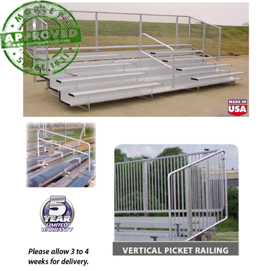 VIP Series Bleachers With Vertical Fence Railing No / 21' / 5 Row