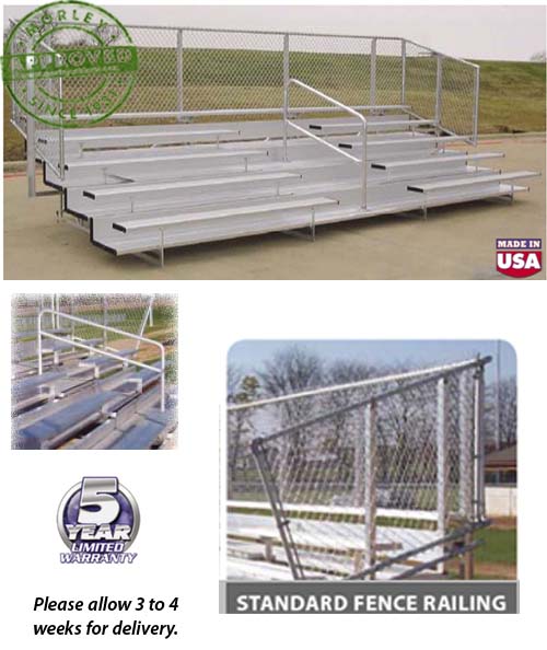 VIP Series Bleachers With Standard Fence Railing No / 21' / 5 Row