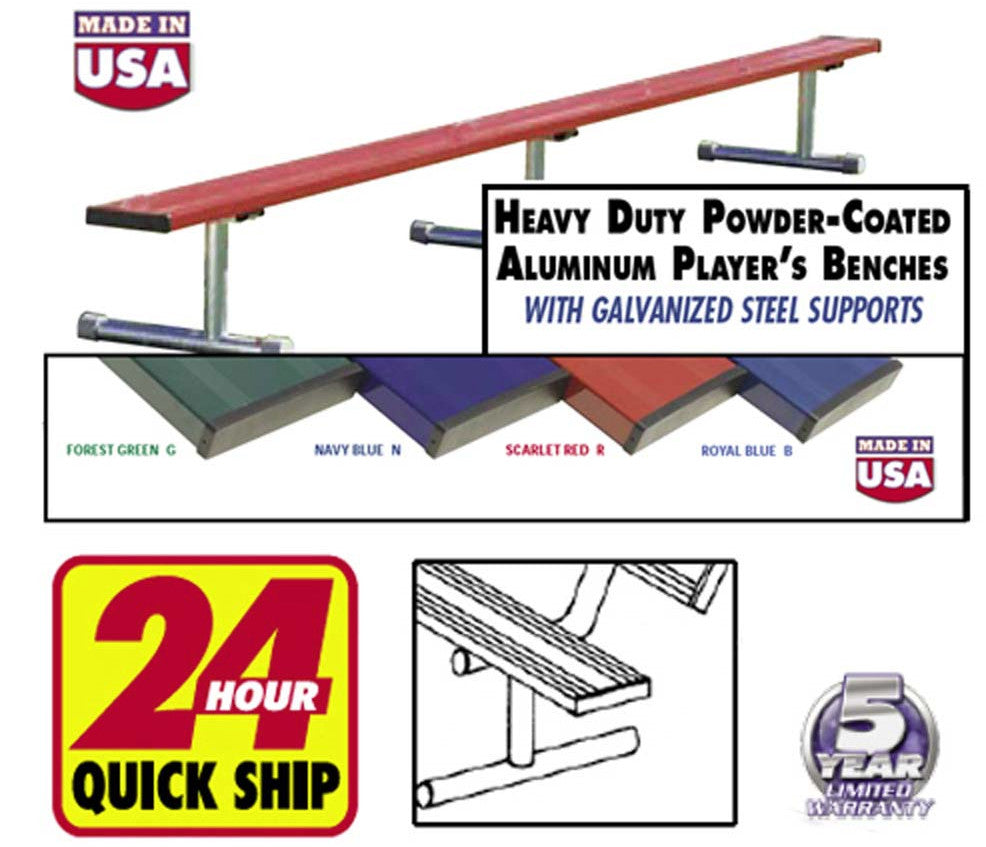 7 1/2' Powder Coated Portable Aluminum Benches Without Backrest (BUY 4 GET FREE SHIPPING) Forest Green