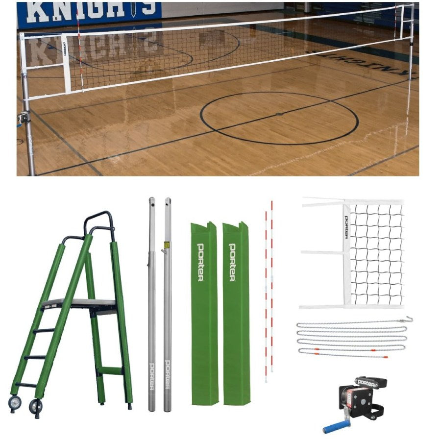 Porter Powr-Line 3.5" Compeition Plus Volleyball Package w/ Judge's Stand