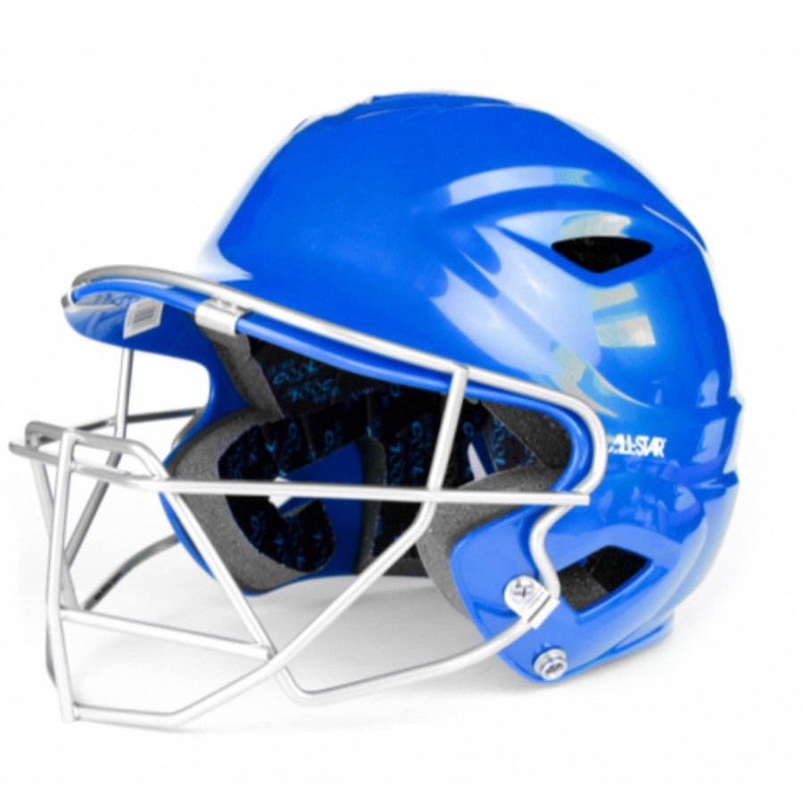 ALL-STAR BH3010-M Youth S7 Solid Matte Batting Helmet W/ Attached Cage Black