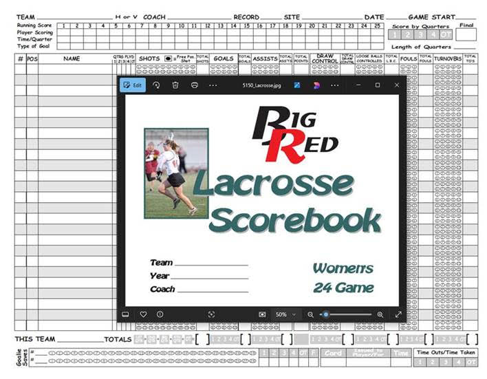 Big Red Women's Lacrosse Scorebook (UPDATED FOR 2025 RULE CHANGE)