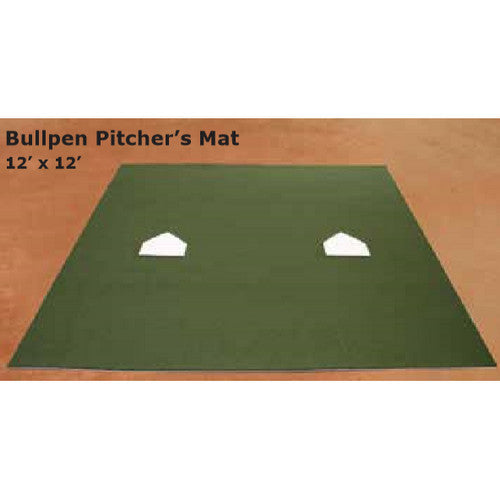 Bull Pen Pitcher Mat 12' x 12' Mat With Home Plates Permanent Home Plates