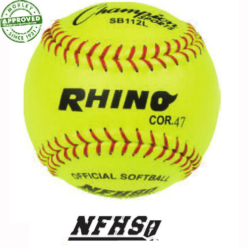 Champion Sports 12" Yellow Red Stitch Cork Core Softball (Dozen)