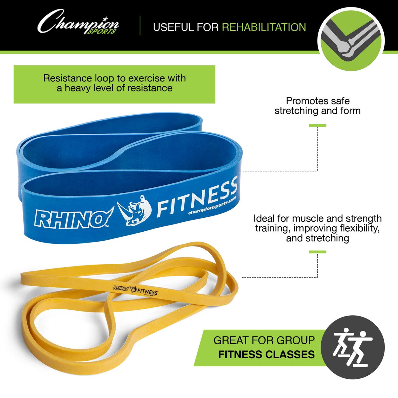 Rhino Fitness Stretch Training Bands - 5 Sizes