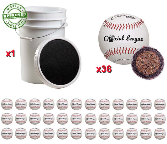 Champion Sports Ball Bucket With 36 Official Baseballs Dozen