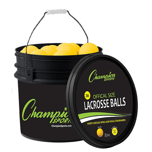 Champion Sports Lacrosse Ball Bucket With 36 Yellow Balls