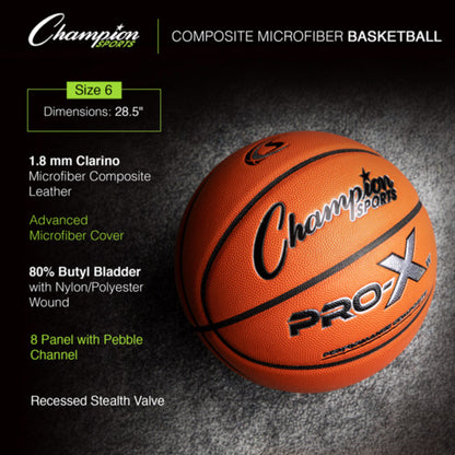 Champion Sports PROXM 28.5" Official Women's Size 6 Composite Microfiber Basketball