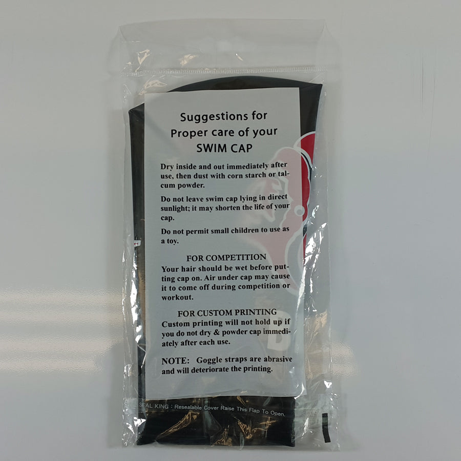 Custom 30 Gram Latex Swim Cap - 3 Color Logo White