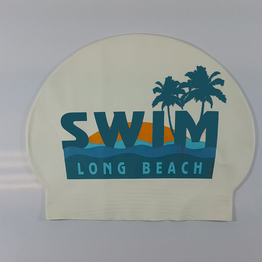 Custom 30 Gram Latex Swim Cap - 4 Color Logo White