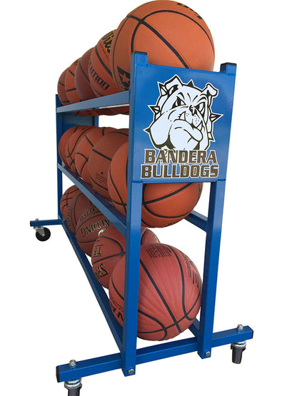 Basketball Custom Mascot Ball Rack Holds 15 Balls