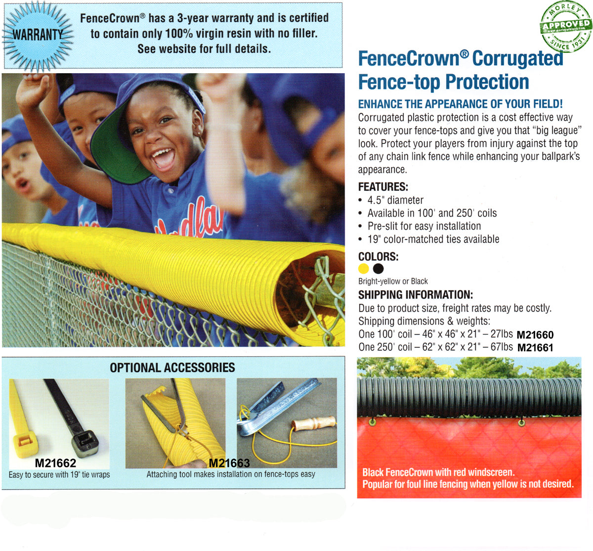 Fencecrown Corrugated Fence-Top Protection & Accessories 100' Fence Crown Black