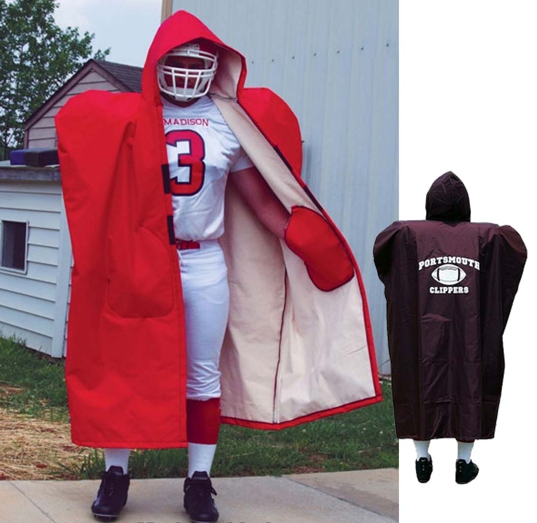 Fisher Football Sideline Capes Unlined Adult Fleece Lined Sideline Cape / Black / Typically Ships in 3-4 Weeks Without Decoration