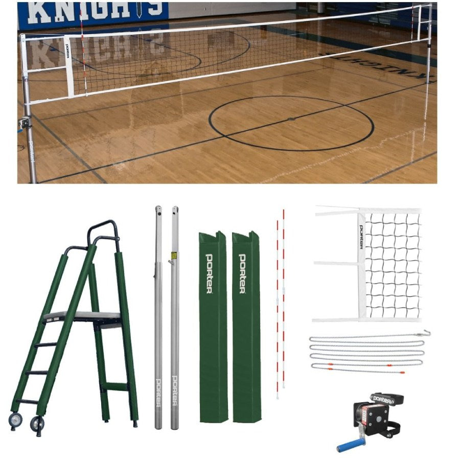 Porter Powr-Line 3" Competition Plus Volleyball Package w/ Judge's Stand