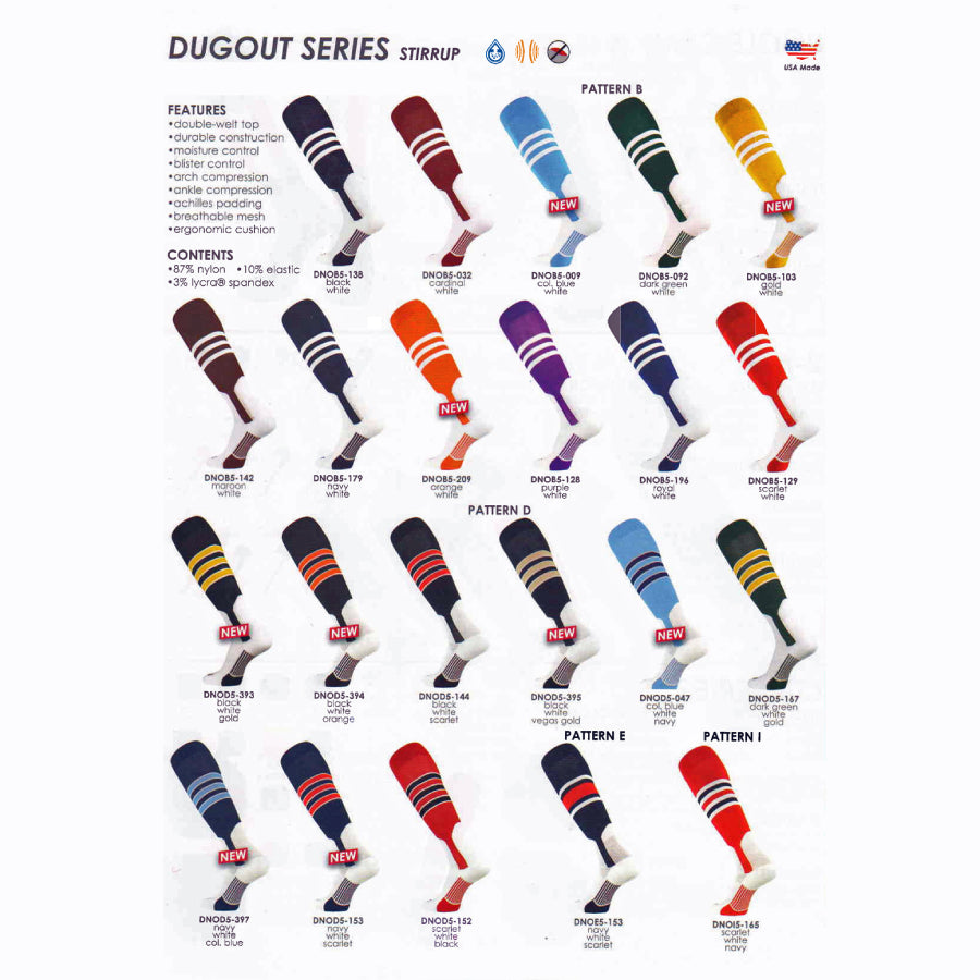 Dugout Series Baseball Sock With Knit In Stirrup