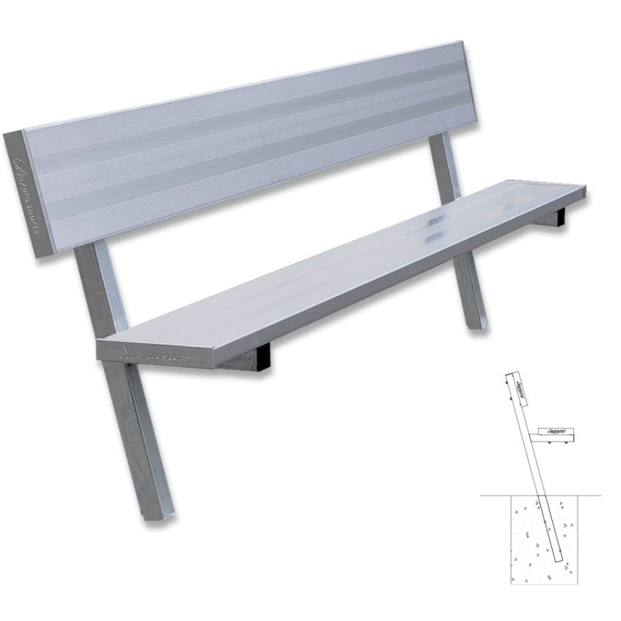 Jaypro In-Ground Galvanized Players Bench With Back