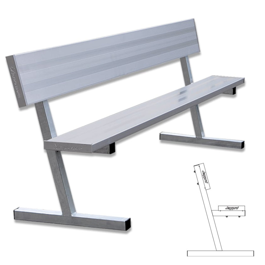 Jaypro Portable Galvanized Players Bench With Back