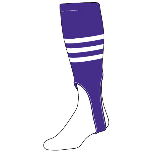Stock Triple Stripe Baseball Stirrups Purple With White Stripes Typically Ships in 1-2 Business Days