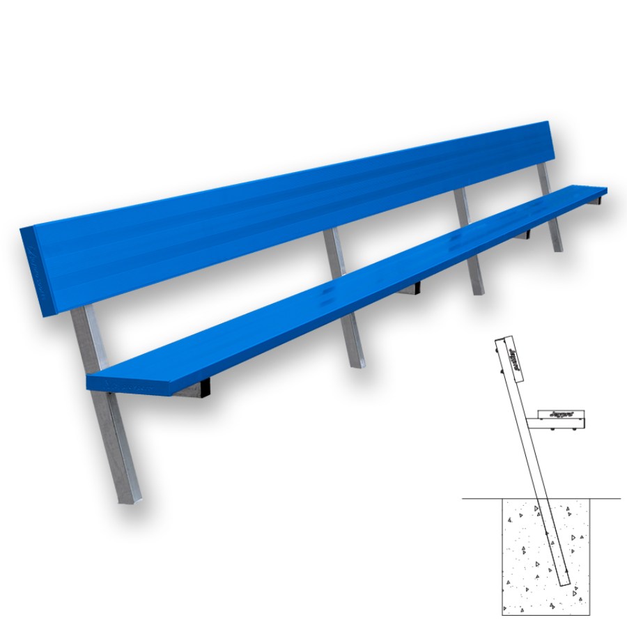 Jaypro In-Ground Powder Coated Players Bench With Back