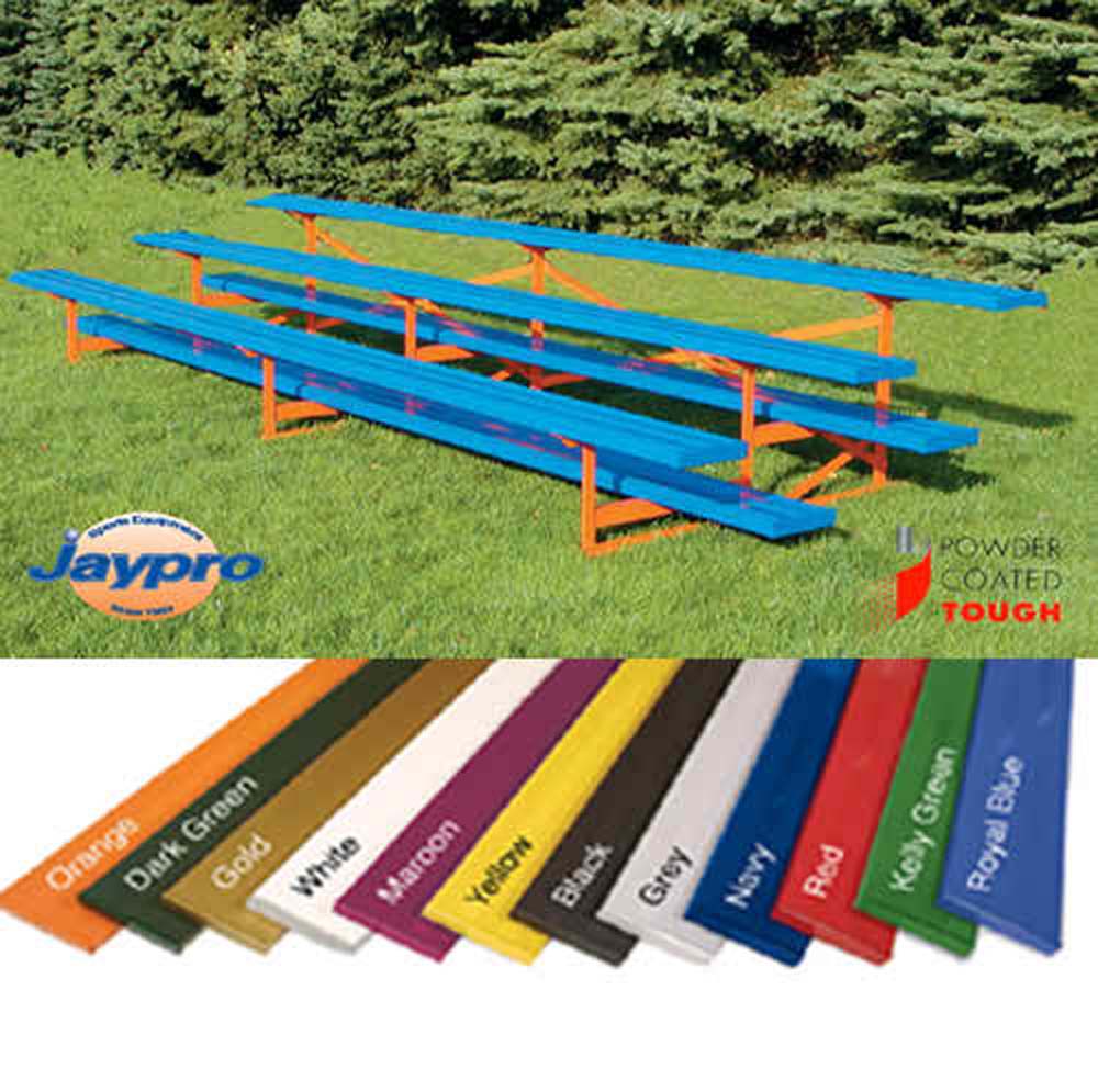 3 Row Bleacher With Aluminum Seat Planks Natural Finish / 15' / Steel