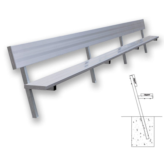 Jaypro In-Ground Galvanized Players Bench With Back 21'