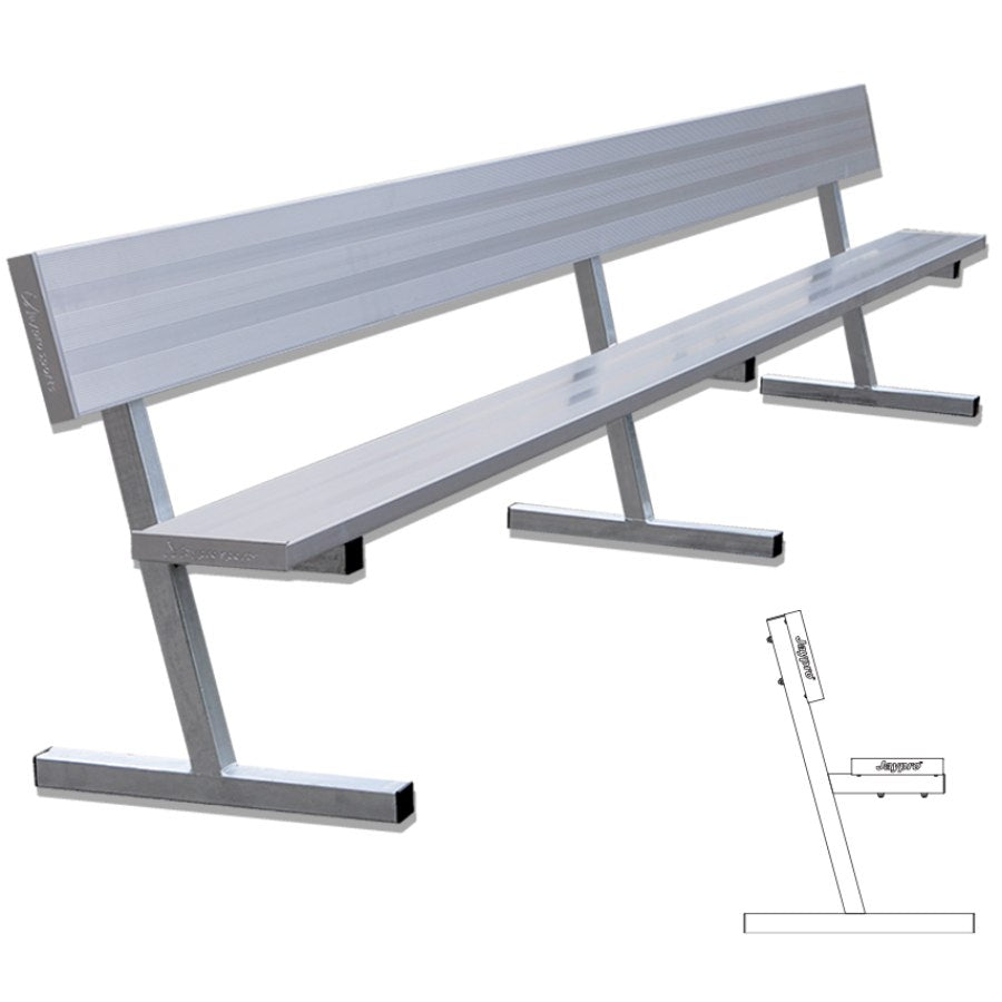 Jaypro Portable Galvanized Players Bench With Back 15'