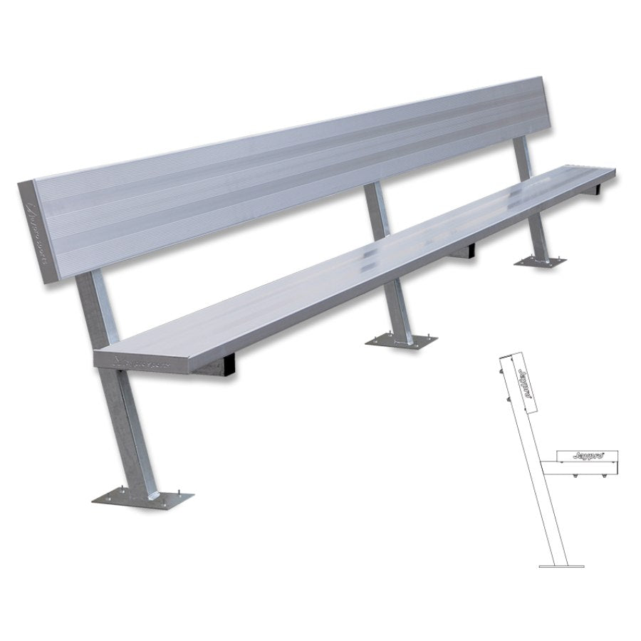 Jaypro Surface Mount Galvanized Players Bench With Back 15'