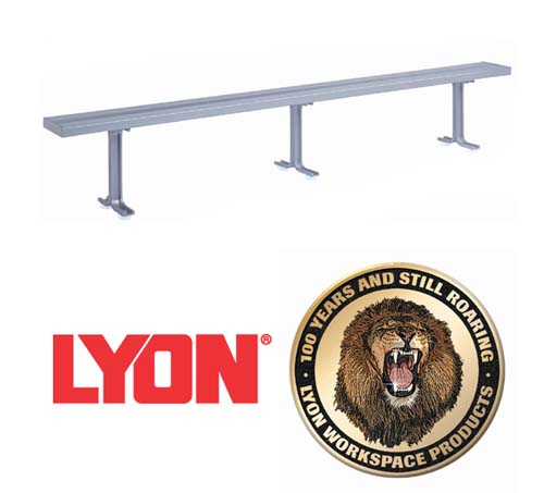 Lyon Aluminum Locker Room Benches 6' BENCH W/ 2 PEDESTALS- 72"W X 9 1/2"D X 17 1/8"H