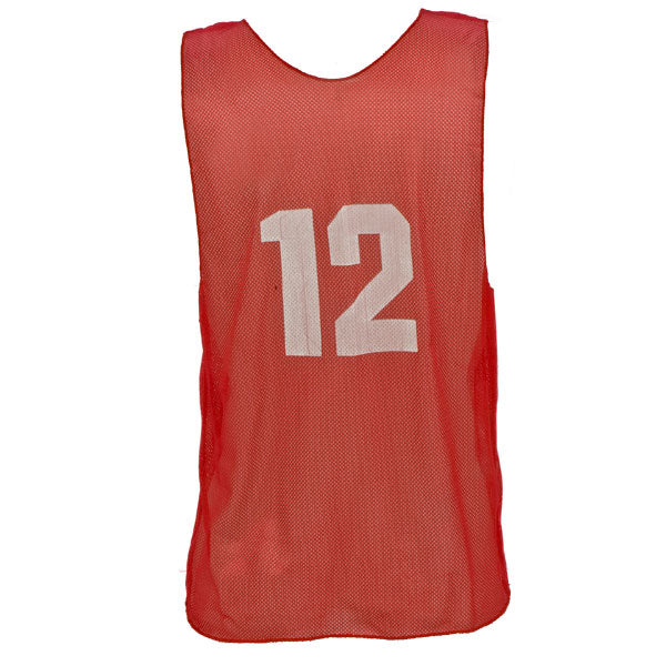 Micro Mesh Numbered Soccer Pinnies (Dozen) Scarlet / Adult
