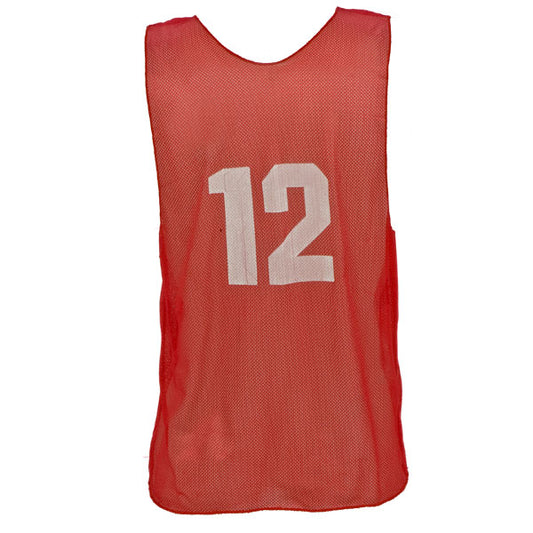 Micro Mesh Numbered Soccer Pinnies (Dozen) Scarlet / Youth