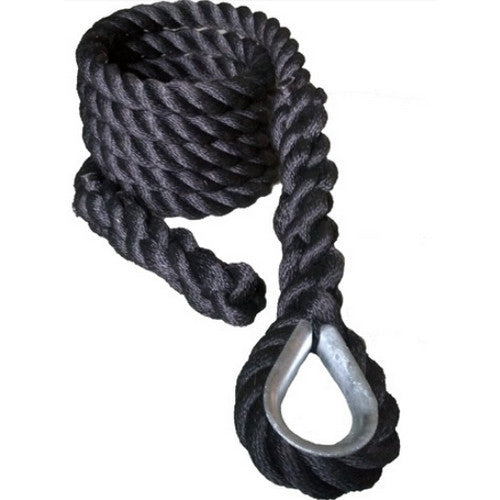 Outdoor 2" (Train Grip Strength) Black Dacron Climbing Rope for experienced climber 18'