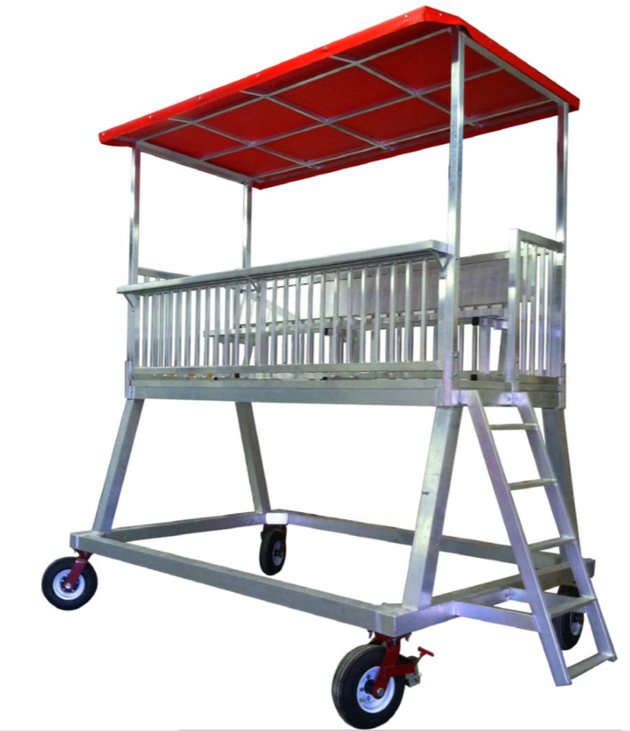 Portable Press Box, Coaching or Filming Tower Light Blue vinyl top