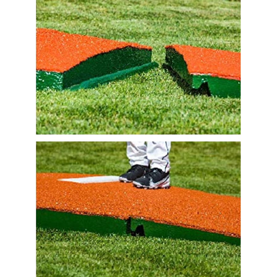 Portolite TPM1150 High School Standard Two-Piece Baseball Practice Pitching Mound - 10"H x 10'6"L x 4'W Green Turf