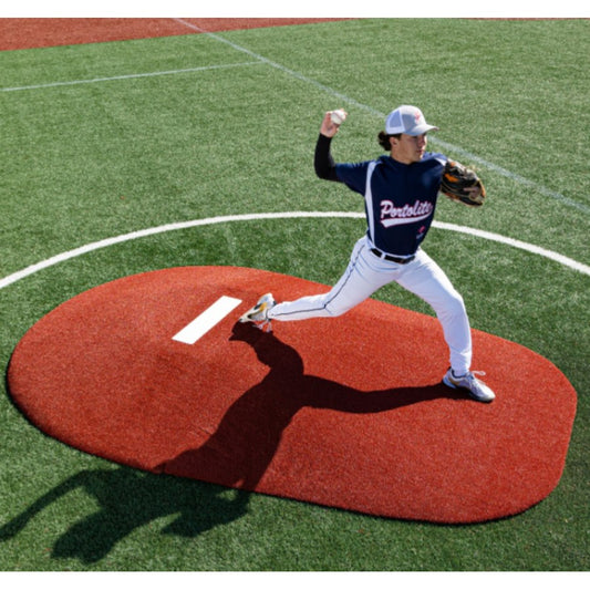 Portolite TPM9550 High School 10" Two-Piece Baseball Game Pitching Mound - 10"H x 11'3"L x 7'7"W Green Turf