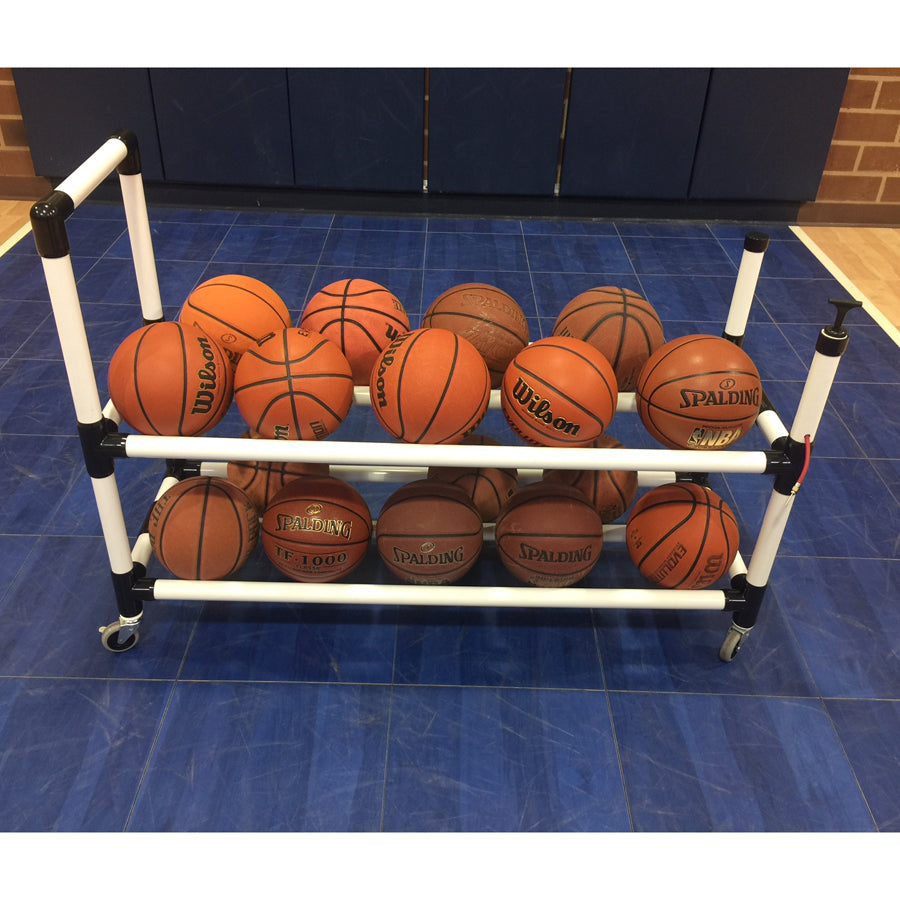 Power Dribble Ball Cart With Ball Pump Built In 10 Ball Cart w/ Pump