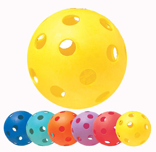 Rainbow Plastic Baseballs/Softballs With Holes Set Of 6 Baseballs