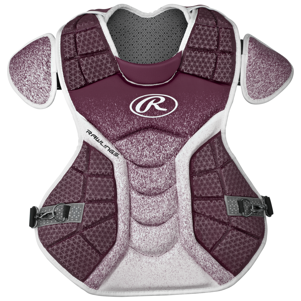 Rawlings Velo 2.0 Catcher's Chest Protector - Intermediate Maroon / White