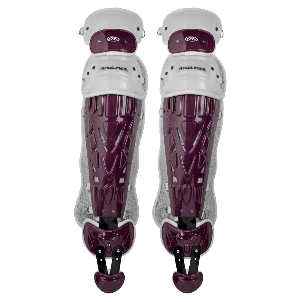 Rawlings Velo 2.0 Two Tone Catcher's Leg Guards - Adult Maroon / White