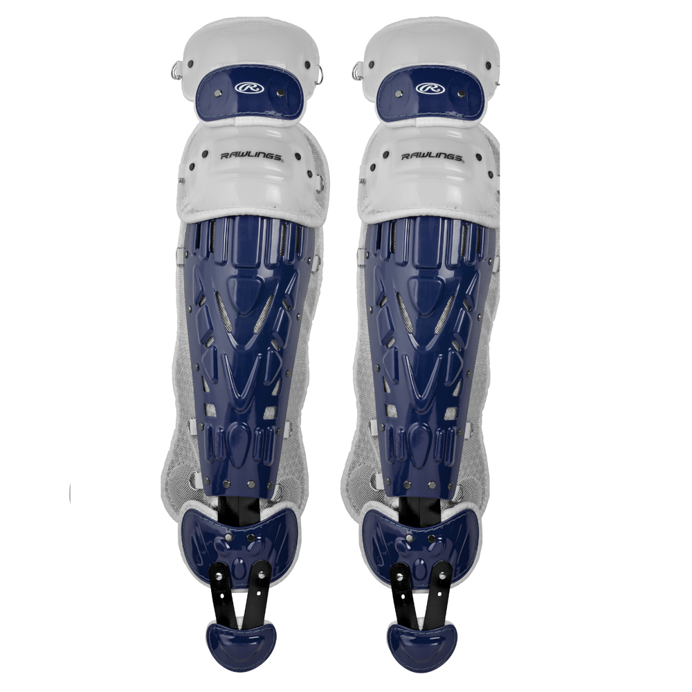 Rawlings Velo 2.0 Two Tone Catcher's Leg Guards - Adult Navy / White