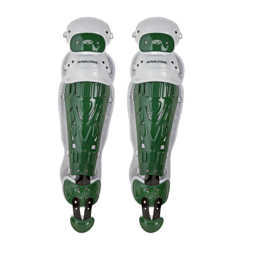 Rawlings Velo 2.0 Two Tone Catcher's Leg Guards - Intermediate Dark Green / White