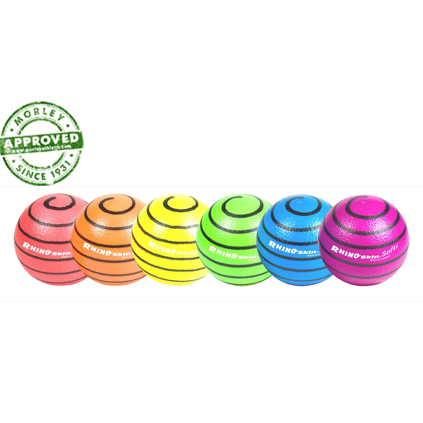 Rhino Skin Neon 6.3" Softi Swirl Ball Set Of 6