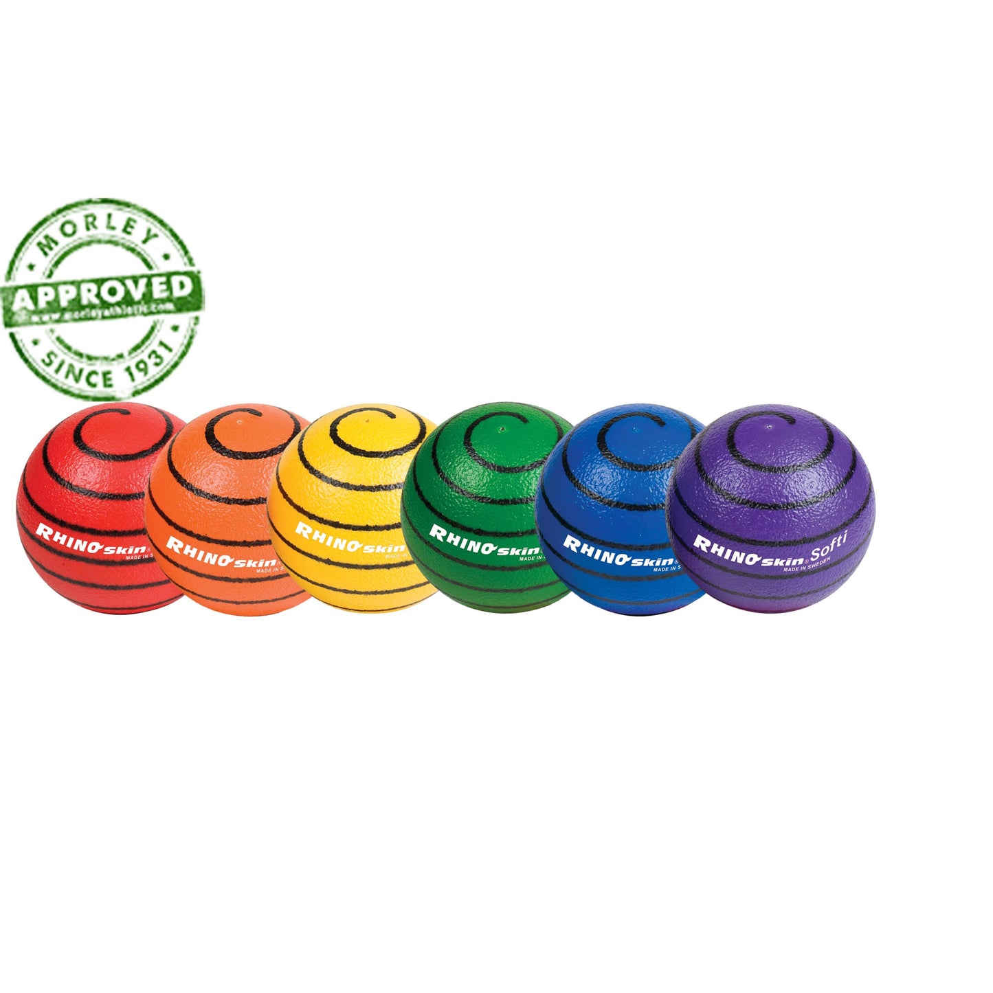 Rhino Skin Rainbow 6.3" Softi Swirl Ball Set Of 6