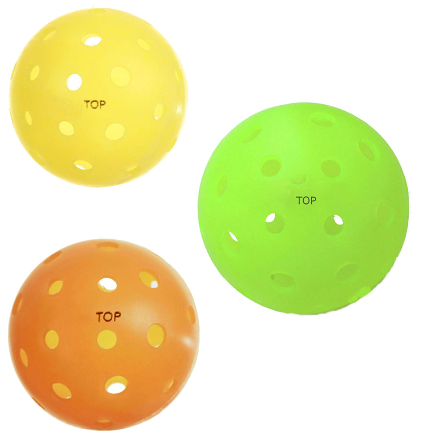 TOP OUTDOOR PICKLEBALL - DOZEN - SPECIFY COLOR YELLOW , NEON GREEN, ORANGE Yellow