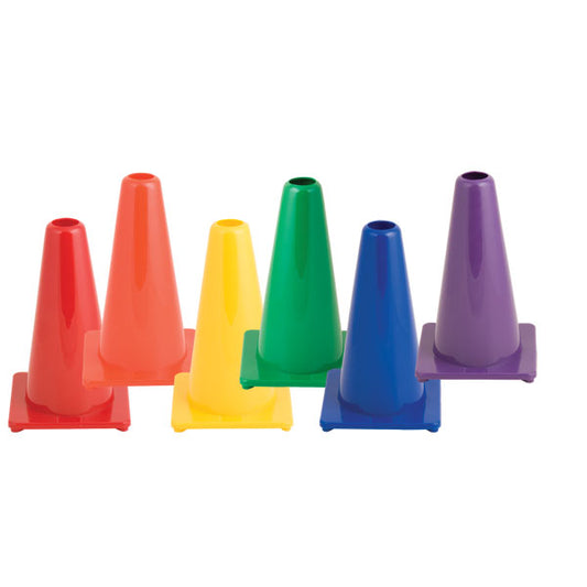 Traffic Cones - 9" Flexible Vinyl Game Cones Rainbow Set Of 6