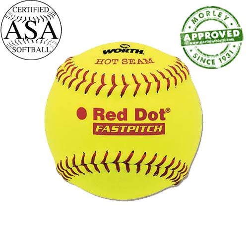 Worth Red Dot 12" Official ASA / NFHS Yellow (Dozen)